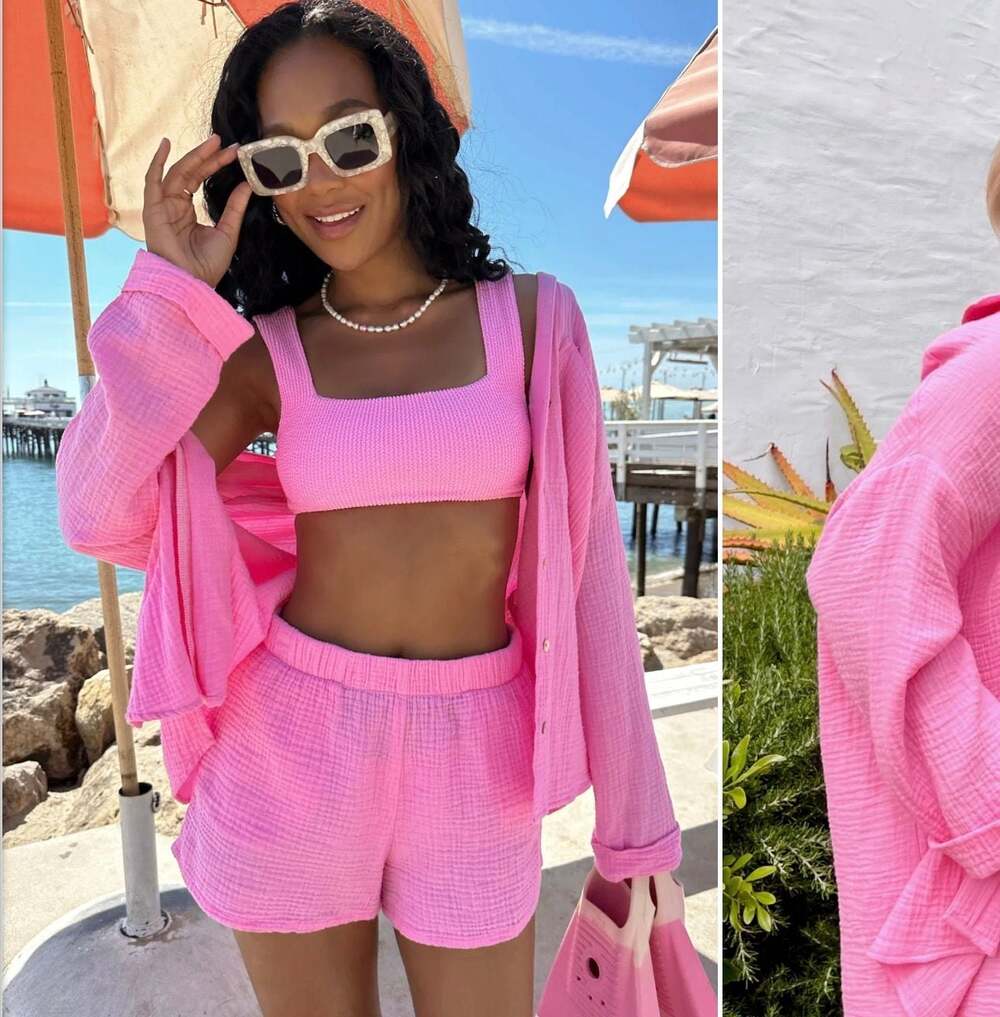 Show Me Your Mumu Gauze Crop Top and Shorts Two-Piece Set
